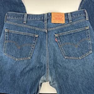 VTG Levi's 501xx Denim Jeans Mens 40x34 (Fits 38x30) Button Fly Red Batwing USA